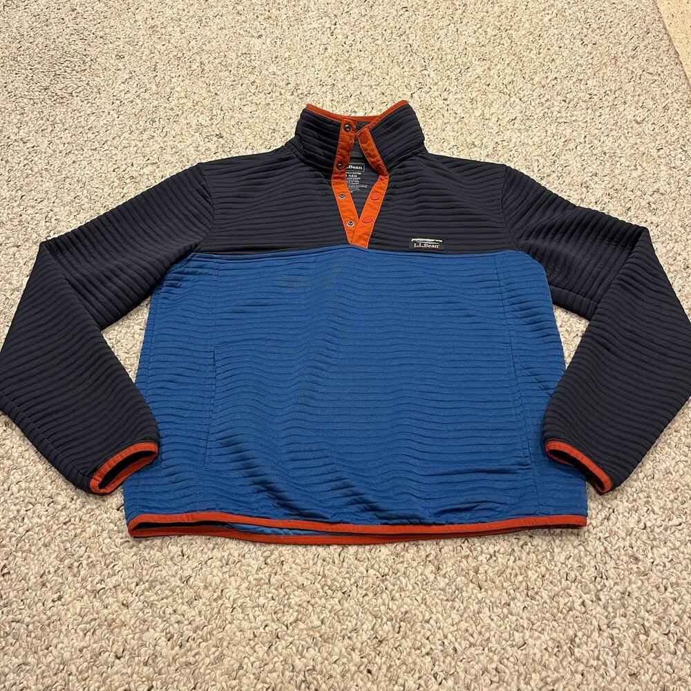 LL Bean Airlight Knit Pullover Colorblock M Blue Gorpcore Outdoor Hike Casual
